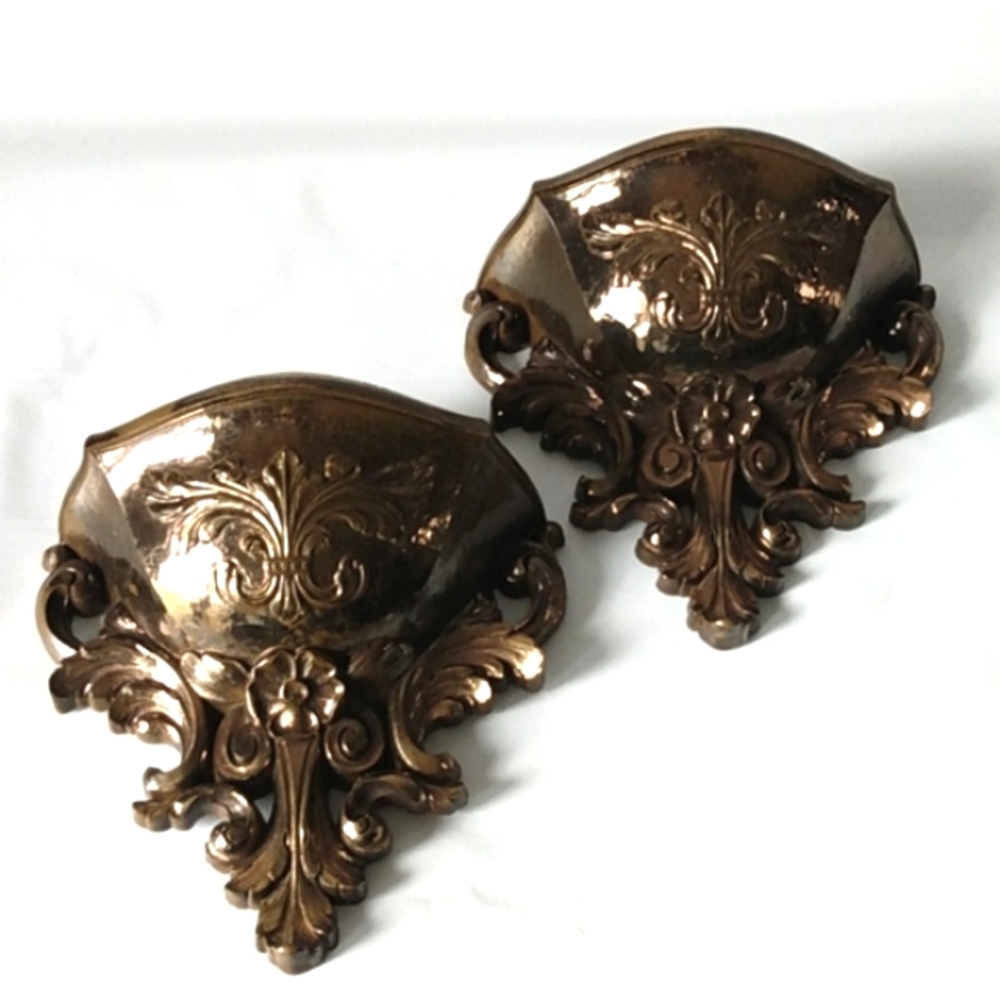 Homco 1978 Vintage goldtone pocket planters